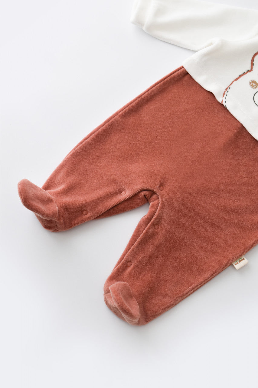 Salopeta Ursulet cu maneca lunga si botosei din 80%bumbac organic si 20% poliester - , BabyCosy